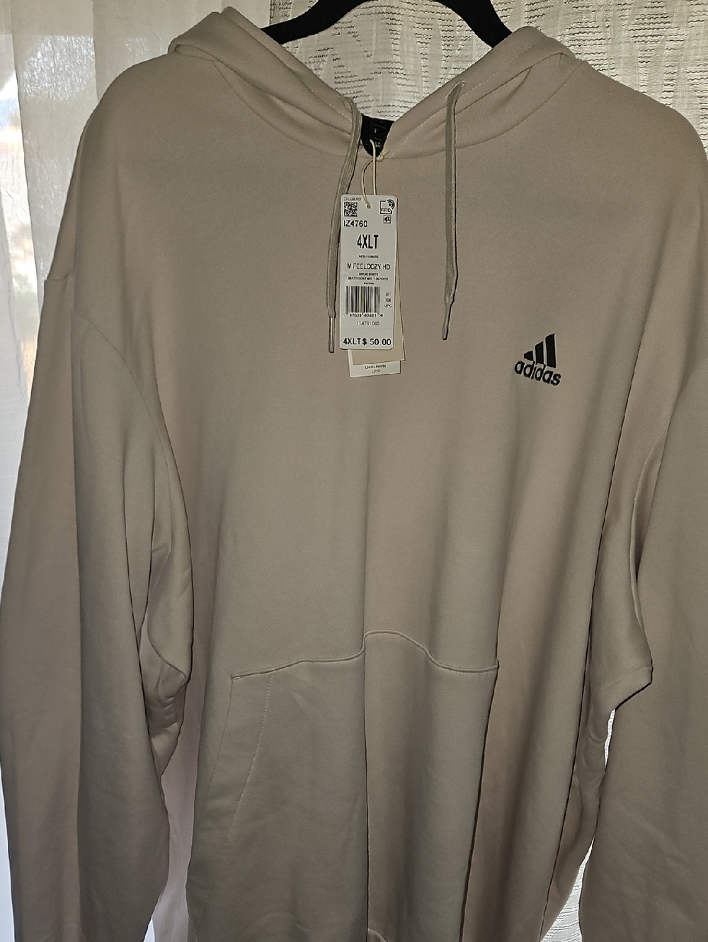 adidas Men’s Hooded Pullover Sweatshirt - Light Beige